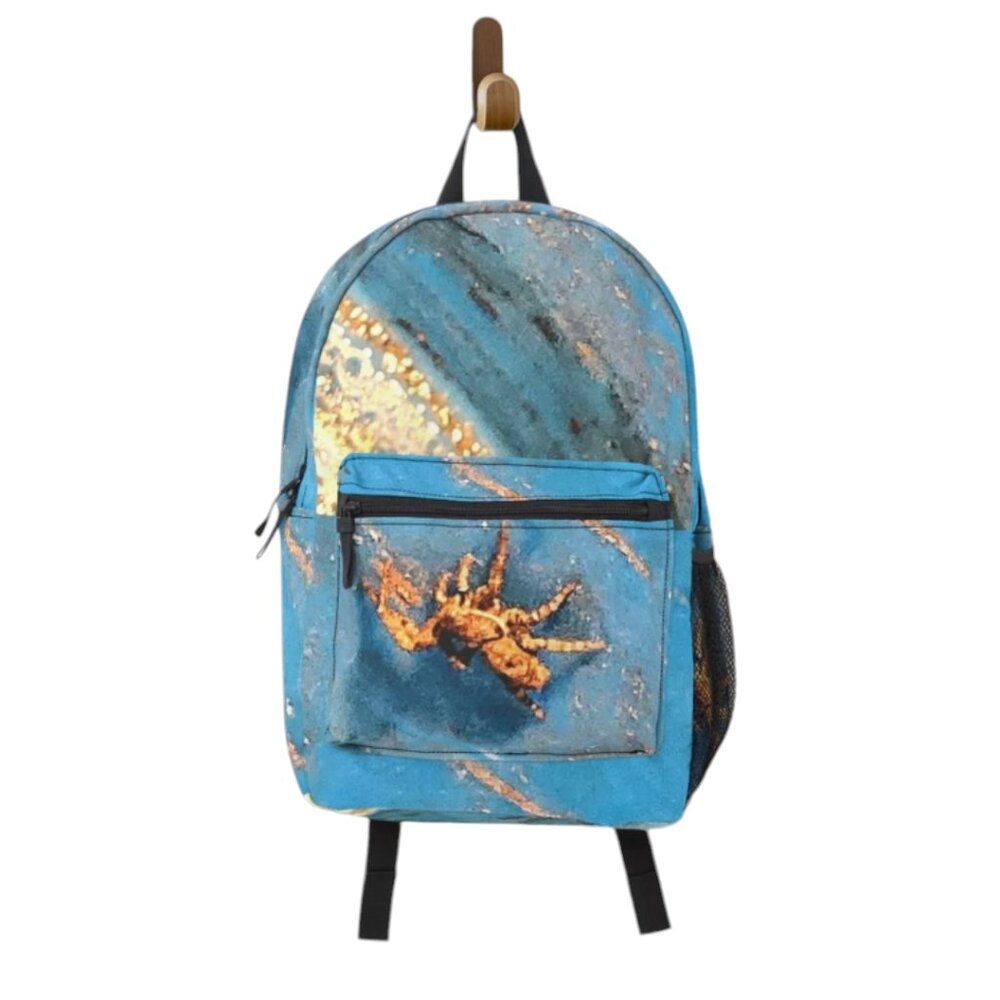 Spider in his Blue Cave backpack by CCLcurios/CCLL studios via RedBubble